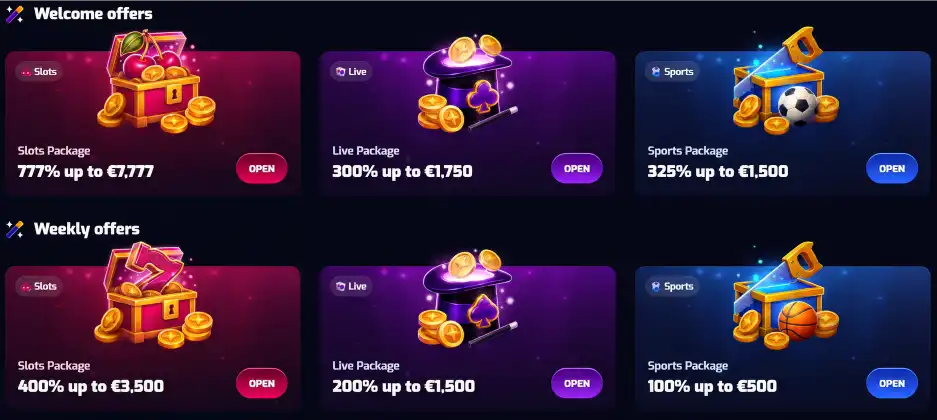 trixino casino bonus packages